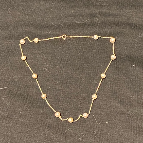14K Pearl Necklace Vintage Choker - Picture 5 of 9